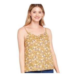 ModCloth Yellow Floral Linen Blend Tank Top Women’s Size S